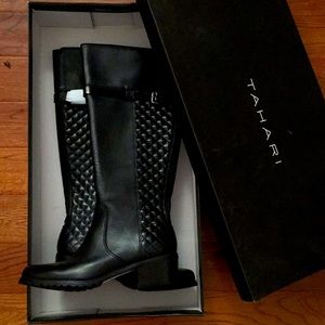 TAHARI Leather long boots, size 7.5